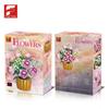Non-Toxic 1056Pcs Pink Rose Potted Building Blocks Flower Vase Model Bricks Desktop Ornament Romantic Gift Educational Diy Toys For Kids