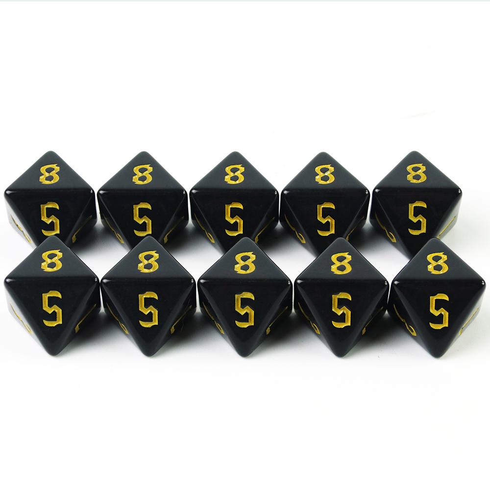 

Акриловые игральные кости D8 многогранные DND Rpg Magic Gathering ролевые настольные игры игральные кости, 10 шт. непрозрачные игральные кости жёлтый