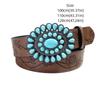 Brown Embossed Waist Belt Oval Turquoise Buckle Dress Waistband  Niche Accessories