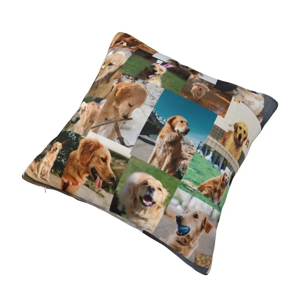 Golden Retriever Collage Kissenbezug Beidseitiger Druck Kissenbezug Dekoration Niedliche Hunde Welpe Kissenbezug Hülle Zuhause Quadratisch