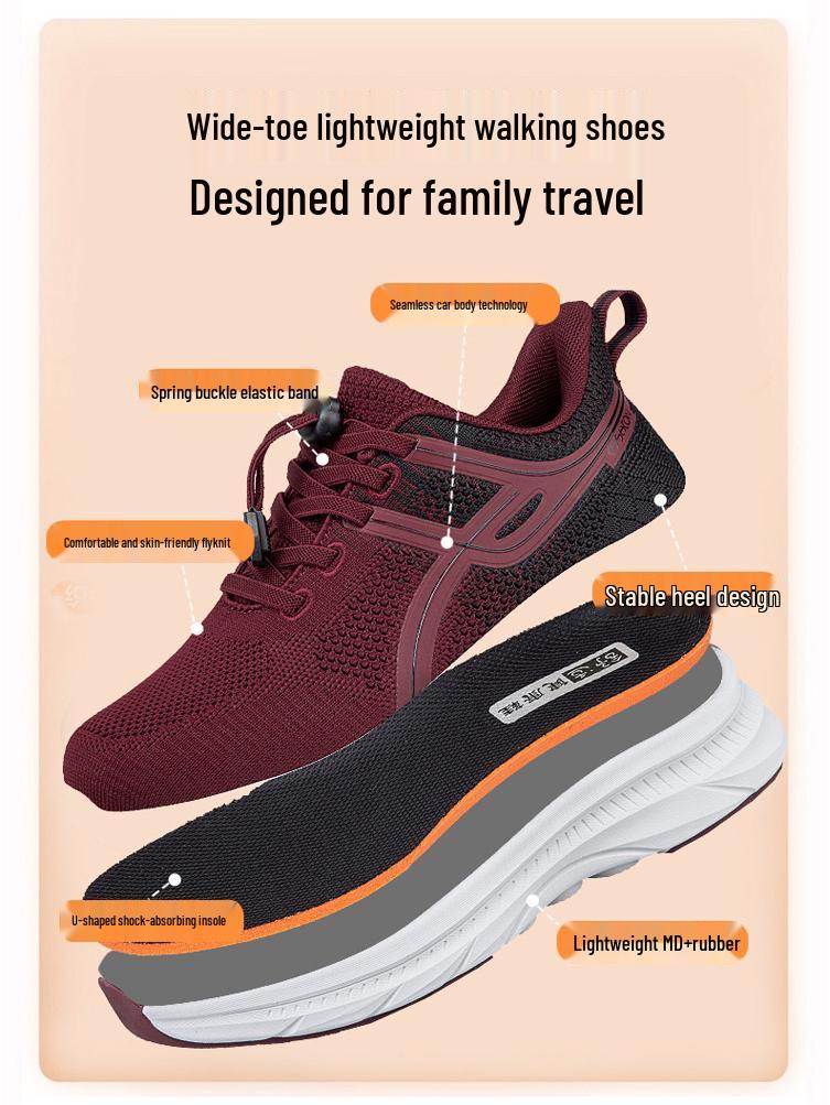 Breathable Odor-Resistant Ultra-Light Mesh Shoes with Soft Non-Slip Sole for Seniors