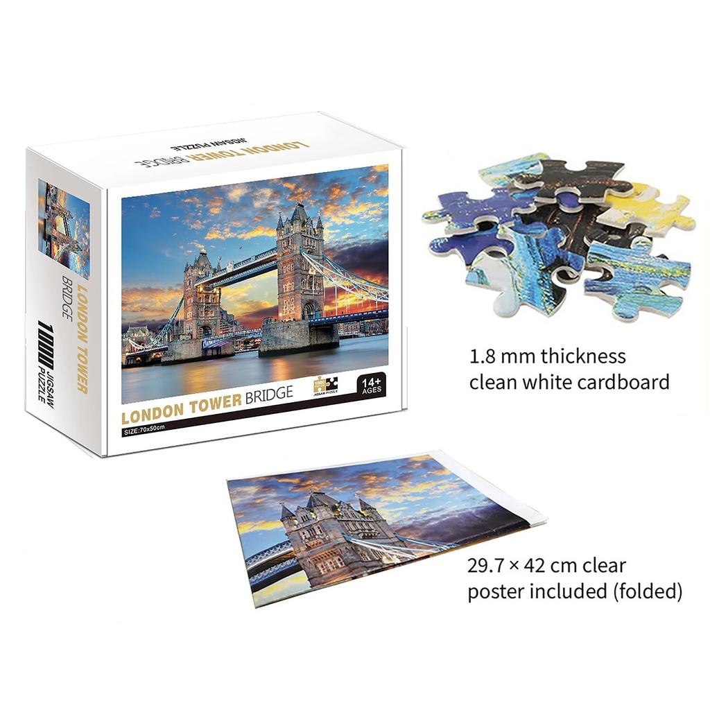 1000 sztuk puzzli London Bridge, dorośli nastolatki dzieci zabawki prezent edukacyjny intelektualny dekompresja zabawna gra rodzinna