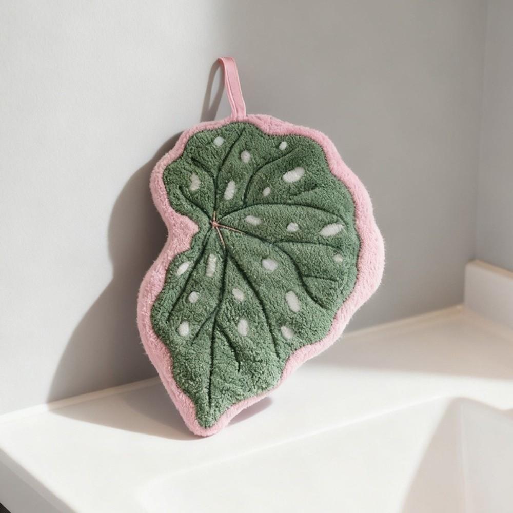 Cartoon Leaf Kitchen Handkerchief Coral Velvet Bathroom Kerchief High Quality Hand Towel  Kitchen