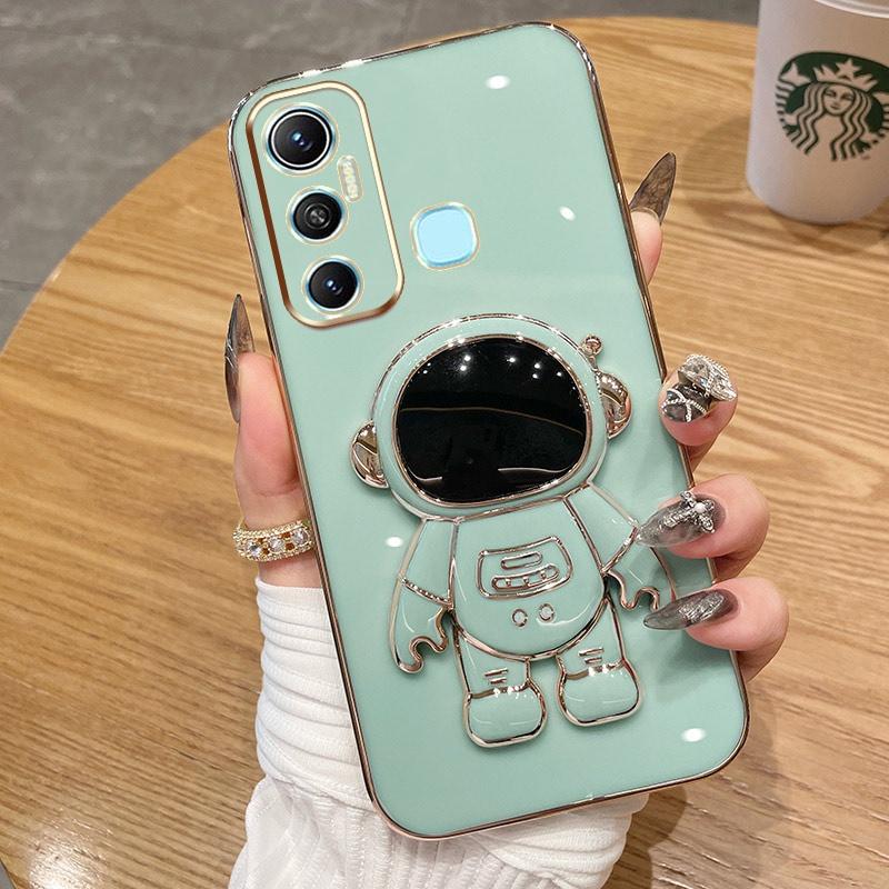 For Infinix Hot30 40 30 30i 20s 20i 20 12i 11 11s 10s 10i 8 9 10 Play 12 Pro Case Soft Silicone Astronauts Holder Back Cover Bracket Phone Case