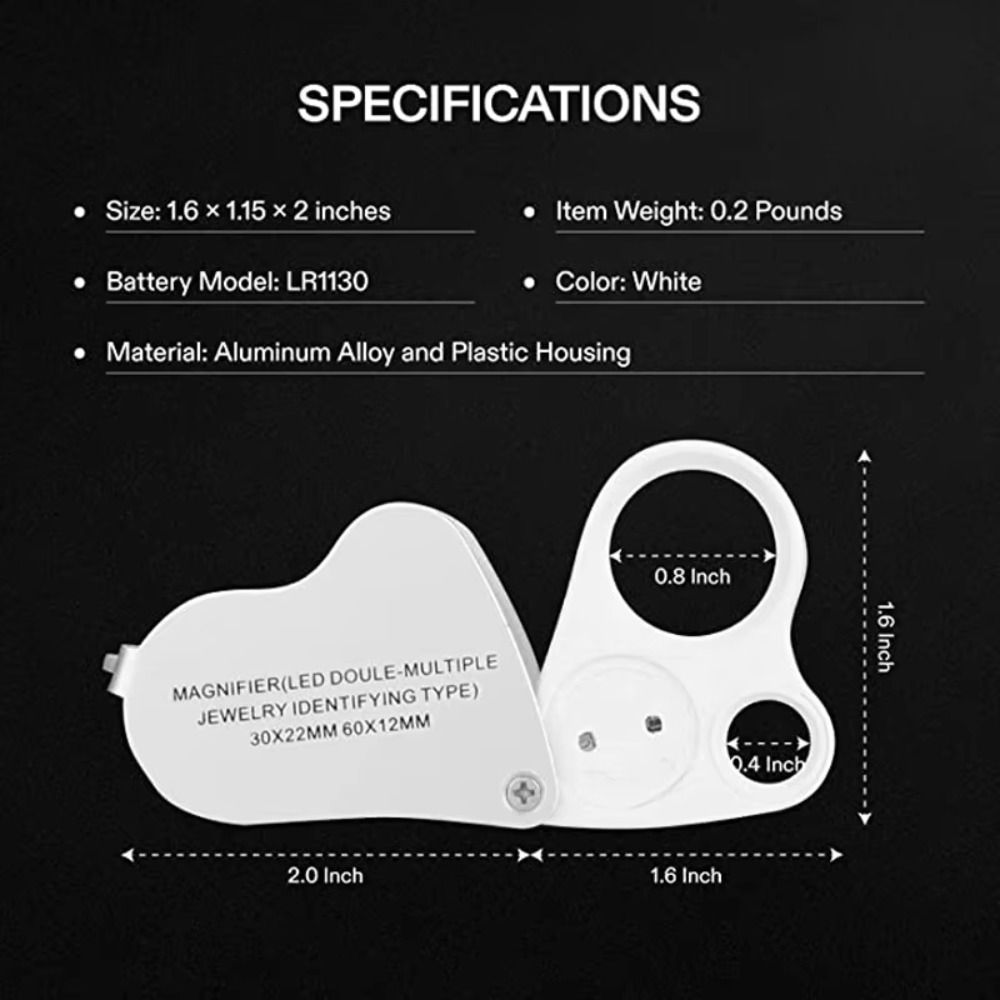 Adjustable Lighting Foldable Jewelry Magnifier Handheld Magnifier  for Jewelry Inspection