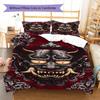 Hannya Samurai Pattern Bedding Quilt Set Quilt Cover Pillowcase Home Decoration Birthday Gift (1 * Duvet Cover + 2 * Pillowcase, Without Core)
