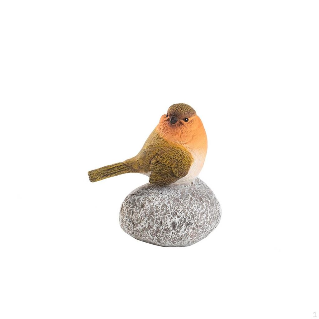 Bird Figurine with Stone Base Tabletop Sculpture Compact Decor