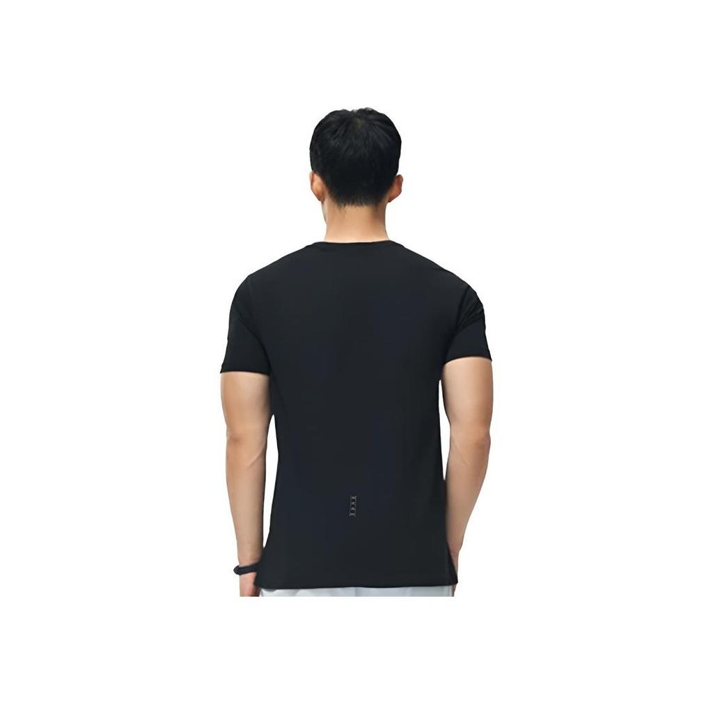 Li Ning Running Series Solid Color Logo Print Round Neck Short Sleeve T-Shirt Men Tops Black ATST077-1