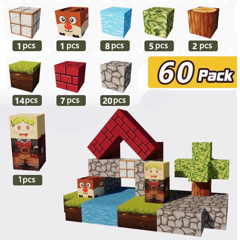 

Магнитные квадратные строительные блоки 2,5 см - Развивающая DIY-конструкционная игра для детей