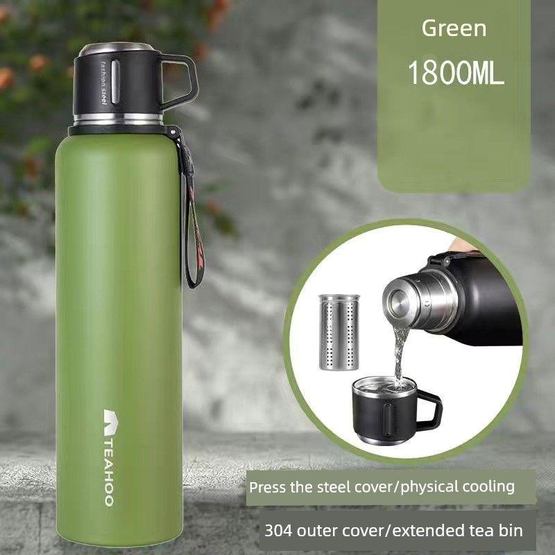 Large-Capacity Thermos Cup with Tea-Water Separation, All-Steel, Portable for Outdoor Use, Suitable for Car Use in Winter, with Handle for Brewing Tea
