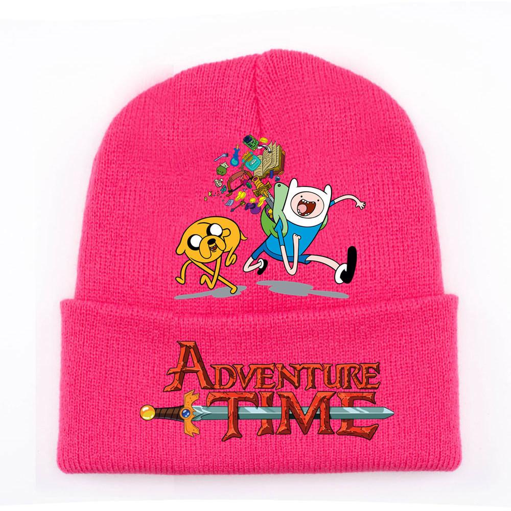 Adventure Time Cartoon Print Acrylic Knit Hat Winter Warm Unisex Beanie For Adults Teens