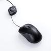 Sanwa Supply Cable Retractable Optical 3 Mouse, Ultra-Compact, Buttons, Black, MA-MA6BK