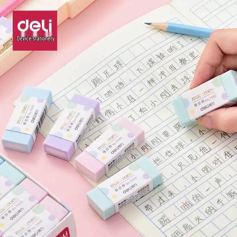 Deli 71051 Macaron Colored Soft Eraser for Students with Clean High Appearance