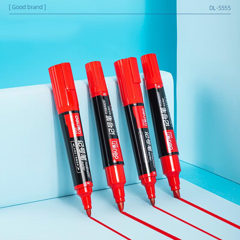 Deli S555 Oil-Based Dual-Tip Permanent Marker Pens