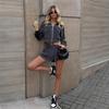 Costum Casual pentru Femei Cardigan cu Mânecă Lungă Culoare Solidă Top Pantaloni Scurți Sport Set din Două Piese