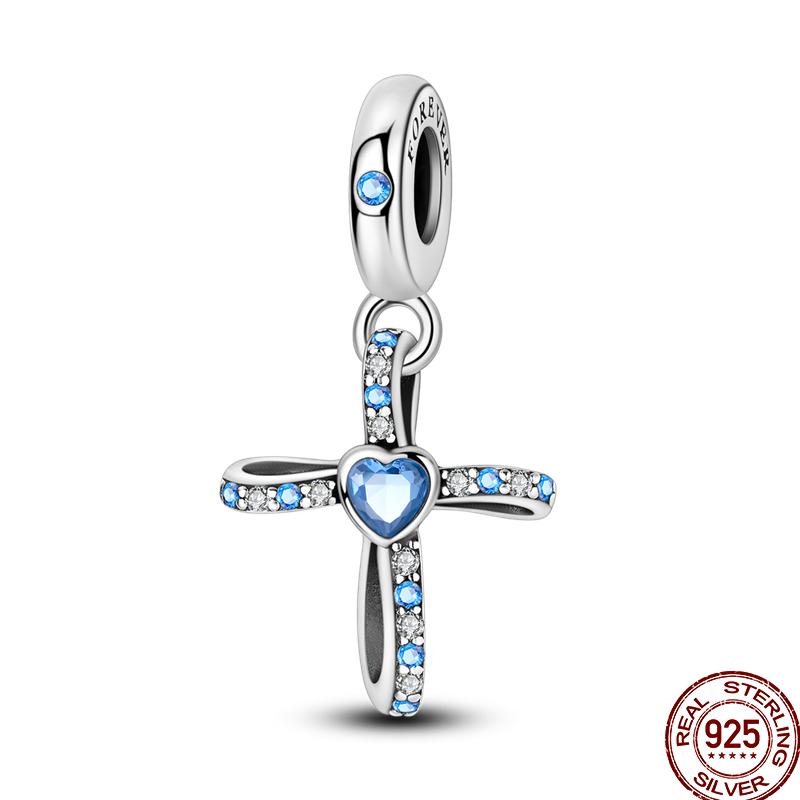 Copper Cross Bible Dove Holy Blessing Demon Eye Shiny Charm Bead Fit Pan Original Bracelet Diy Exquisite