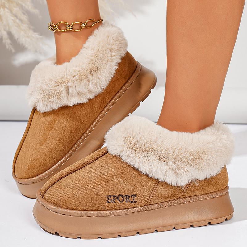 Fashion Women' Warm Fluffy Fur Ankle Boots Faux Suede Thicken Plush Cotton Padded Snow Boots Woman Thick Sole Platform Casual Boots