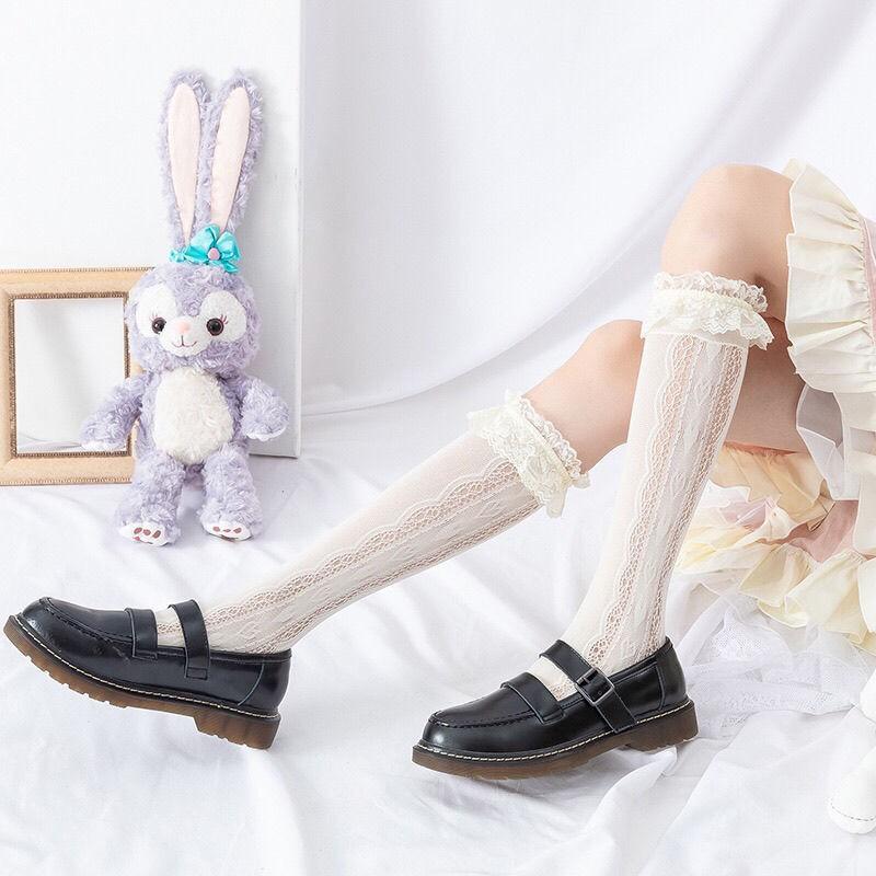 Japanese Lace Socks Lolita Summer And Autumn Thin Bow Middle Tube Jk Lace Lolita Calf Socks Pure Desire Style