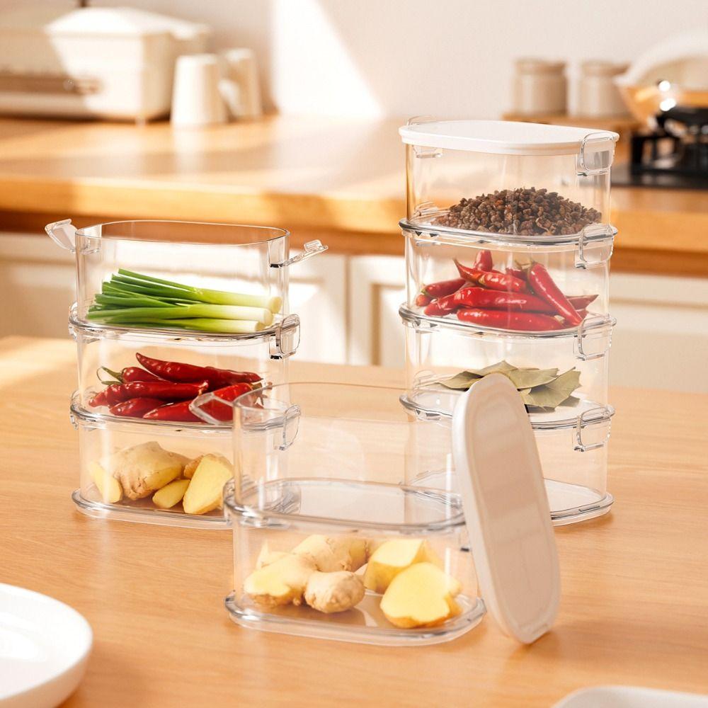4pcs/Set 2/3/4 Layers Seasoning Jar Stackable Storage Case Household Spice Container Picnic Camping
