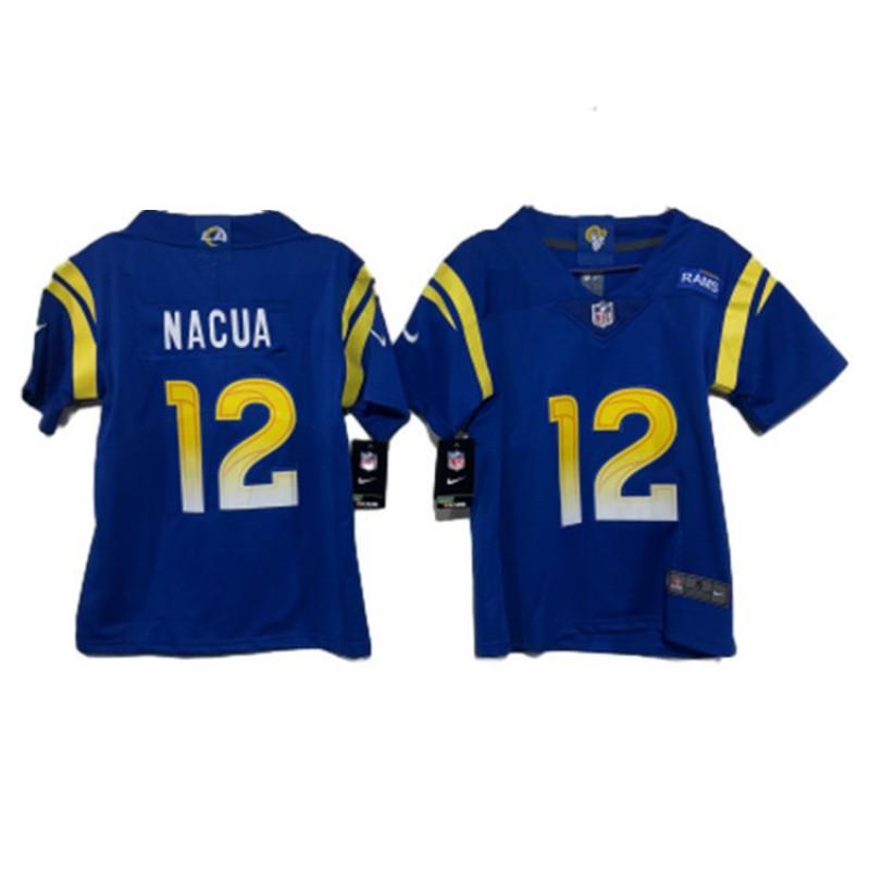 NFL Los Angeles Rams Youth Jersey Custom Number 10 12 17 Blue White Sports Fan Apparel Kids Basketball Soccer Training