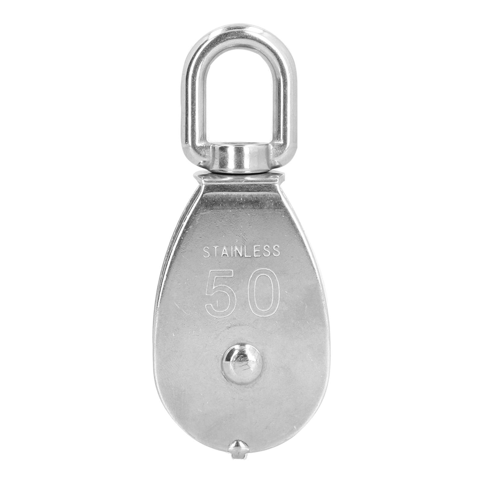 

50mm 316 Stainless Steel Pulley Spinning 360 degrees Single Lifting Wheel Tool Universal for Ship Boat