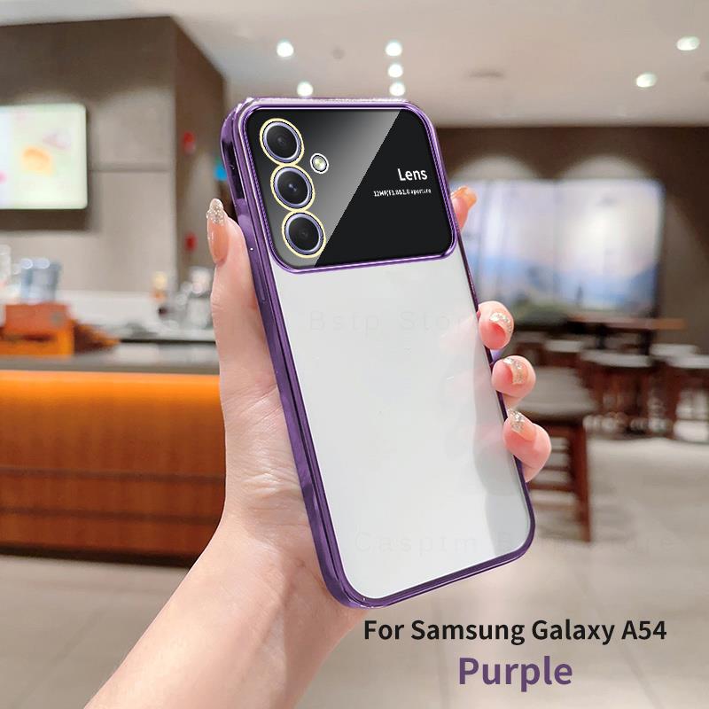 Luxury Plating Clear Silicone Case For Samsung Galaxy A54 A53 A52 A34 A14 A24 A33 A32 A52S A51 A72 A73 5G Lens Protector Cover
