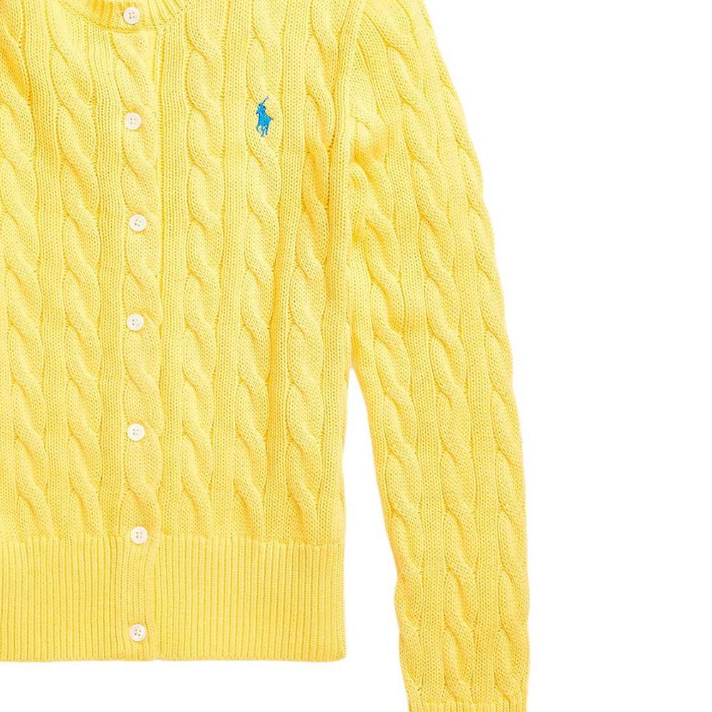 Polo Ralph Lauren Ss23 Solid Logo Embroidered Single-Breasted Crew Neck Long Sleeve Sweater Women sweater Yellow 211839418-009