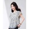 French-style Short-sleeve Chiffon Shirt for Women Summer All-match Seasonal New Style Commuting Floral Short-sleeved Top