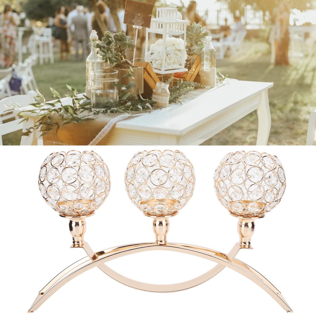 Candelabro di Cristallo Portacandele Dorati Ornamenti per Decorazioni da Tavolo per Casa Festa