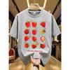 Clothing Summer Women's T-Shirt Styles Strawberry Print Women's T-Shirt Patterned Top Loose Couple T-Shirt