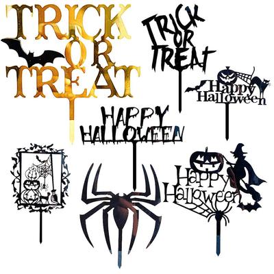 7pcs Cake Topper Set Halloween Party Cupcake Pastry Acrylic Decor Holiday Cake Top Ornament