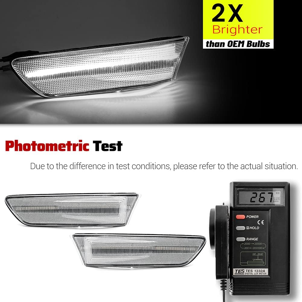 

NSLUMO Led Side Marker Lights for 2003-2007 Infiniti G35 Coupe Skyline V35 Clear Lens Xenon White LED Front Bumper Turn Signals Side Marker Assembly