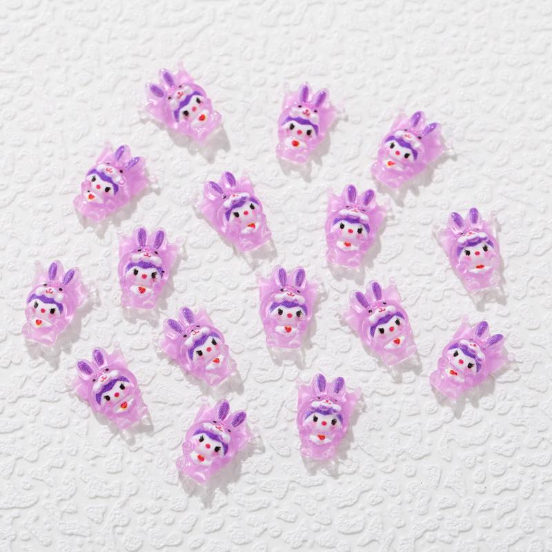 60 Pcs New 3D Mini Cartoon Puppy Little Rabbit Lovely Resin Flat Back Scrapbook Diy Nail Decoration Component Holiday Gifts A6