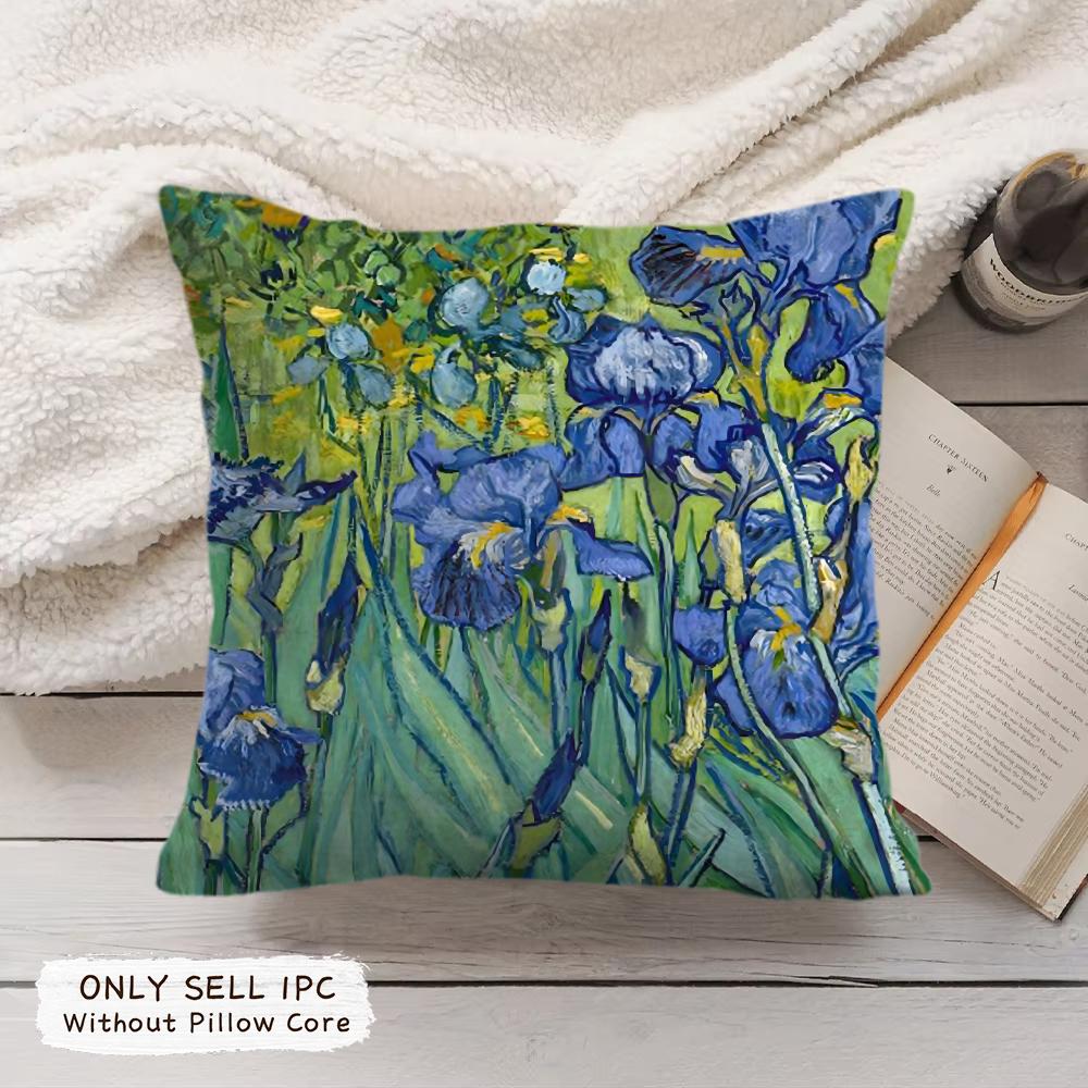 Van Gogh Oil Painting Cushion Cover Soft Short Plush Pillow Cover Smooth Cozy Texture Aesthetic Cushion Case Home Decor