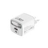 65W GaN Fast Charger with USB, PD, Type-C Retractable Cable, Multi-Port EU/UK Plug.