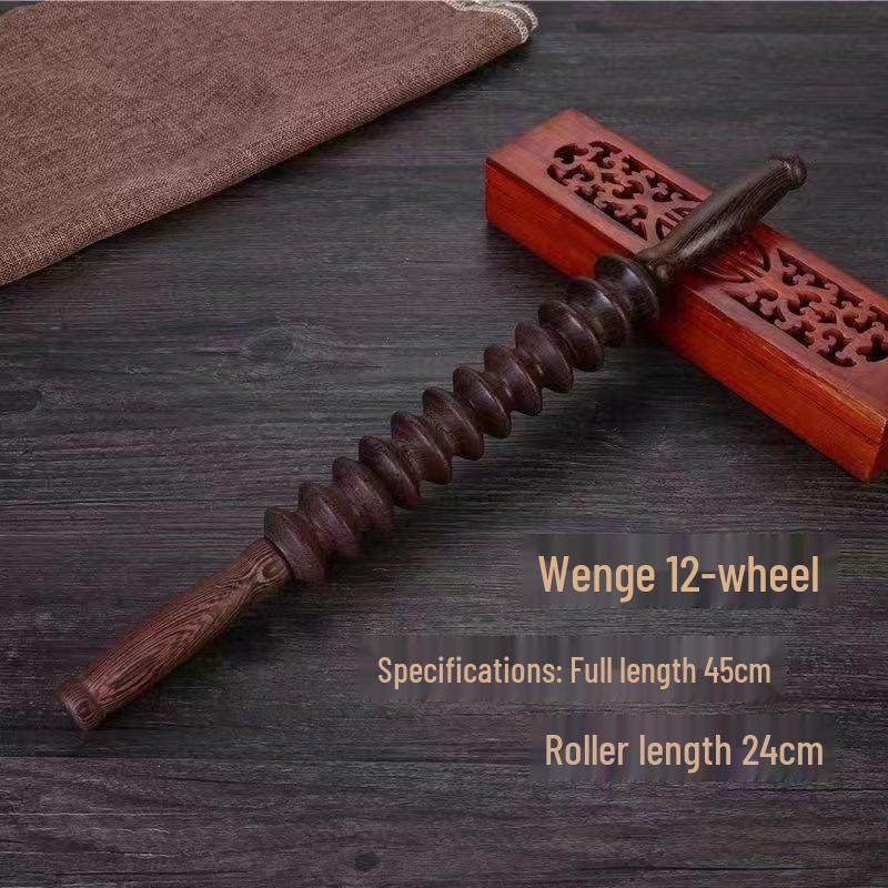 Wenge Wood Multifunctional Massage Roller for Neck, Shoulder, Back, and Abdomen