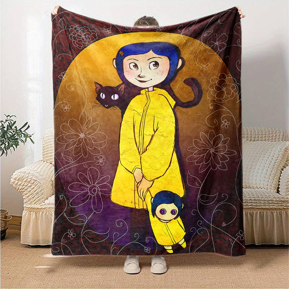 1pc Coraline (5) Blanket, Gift, for Men and Women, Soft Blanket, Good for Sofa Bed Couch Travel, Lightweight Flannel Blanket
