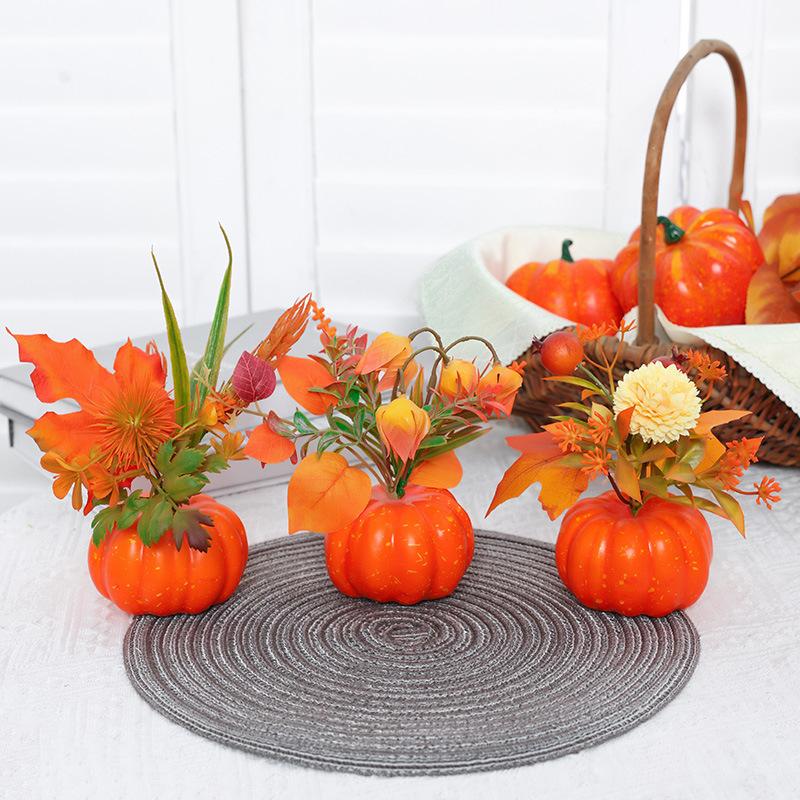 Simulation Pumpkin Decoration Thanksgiving Decor Pumpkin Halloween Artificial Pumpkin Tabletop Ornaments Autumn Harvest Decor