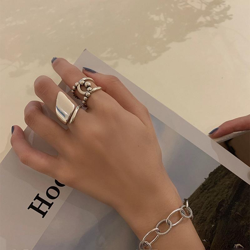 Xiaomi BF CLUB 925 Sterling Silver Irregular Ring Female Wide Smooth Open Simple Retro Style Handmade Rings Jewelry Birthday Gift