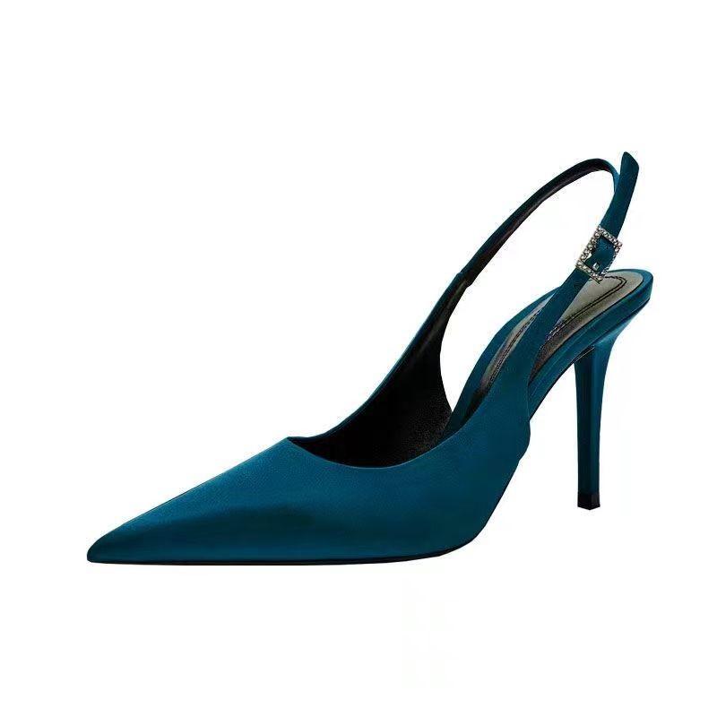 Nouvelles chaussures pour femmes bleu Europe et états-unis décontracté bouche peu profonde pointu chaussures simples Niche rétro couleur tempérament français talons hauts femme