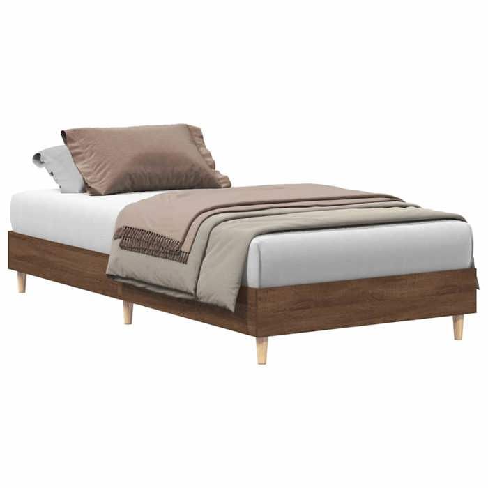 VidaXL Bed Frames Without Mattress Brown Oak 75x190cm Engineered Wood, Bedroom Furniture, Slatted Base, Single Bed, 861099