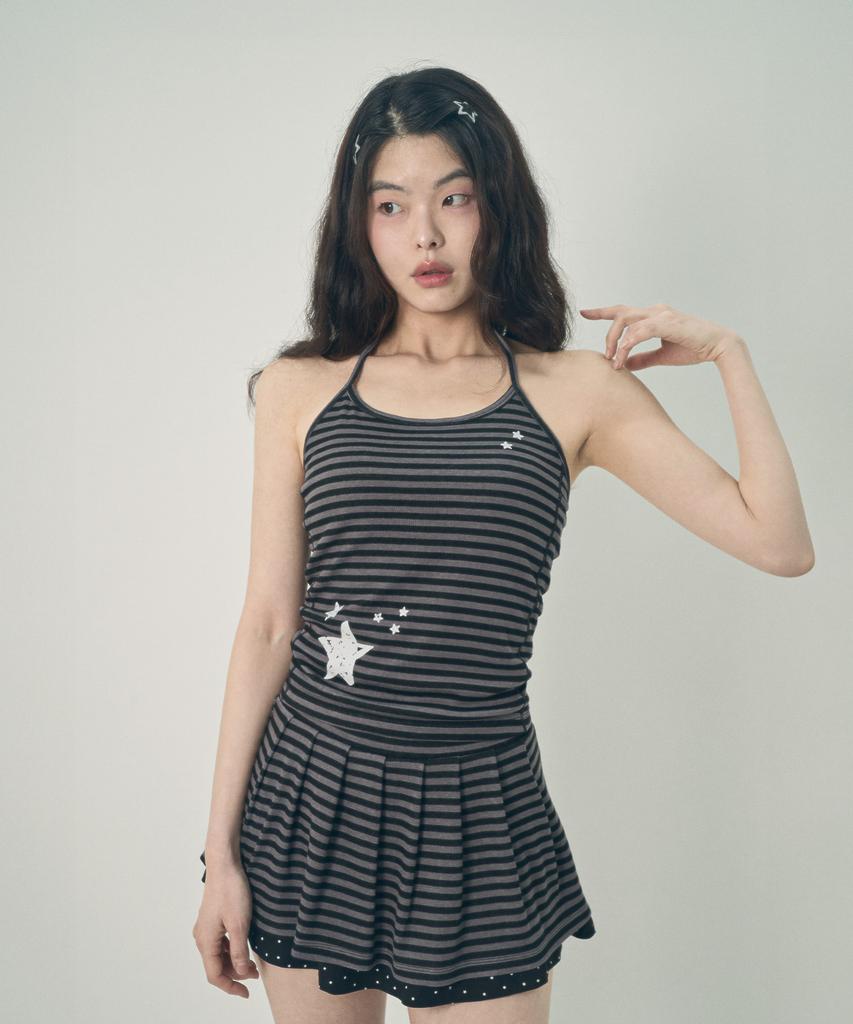 Mihebeu Striped Layered Skirt Pants