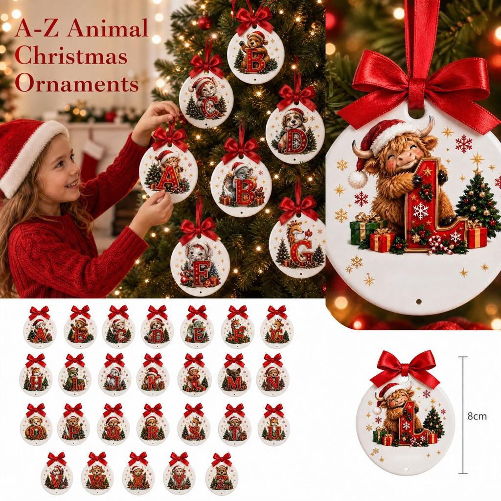 Christmas Animal 26 Letters Hanging Ornaments, Christmas Holiday Decorations