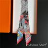 Exotic Printed Silk Scarf For Bags Hair Ties Double-Sided Slanted Edge Narrow Strip Multipurpose Simulation Satin Ribbon
