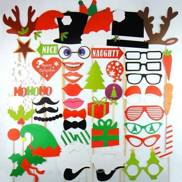50PCS/Set DIY Funny Christmas Birthday Party Mustache Lip On A Stick Card Mask Photo Booth Props