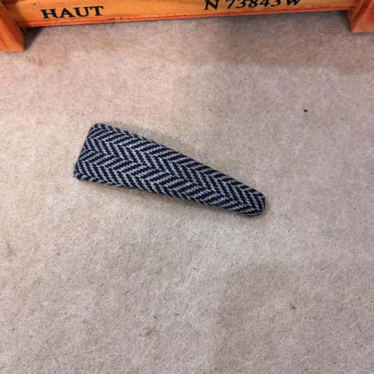 High-End Handmade Dark Blue Plaid Hair Clip for Flyaway Hair