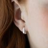 (925 Silver) Volume Drop Hoop Earrings EC3225 Size M