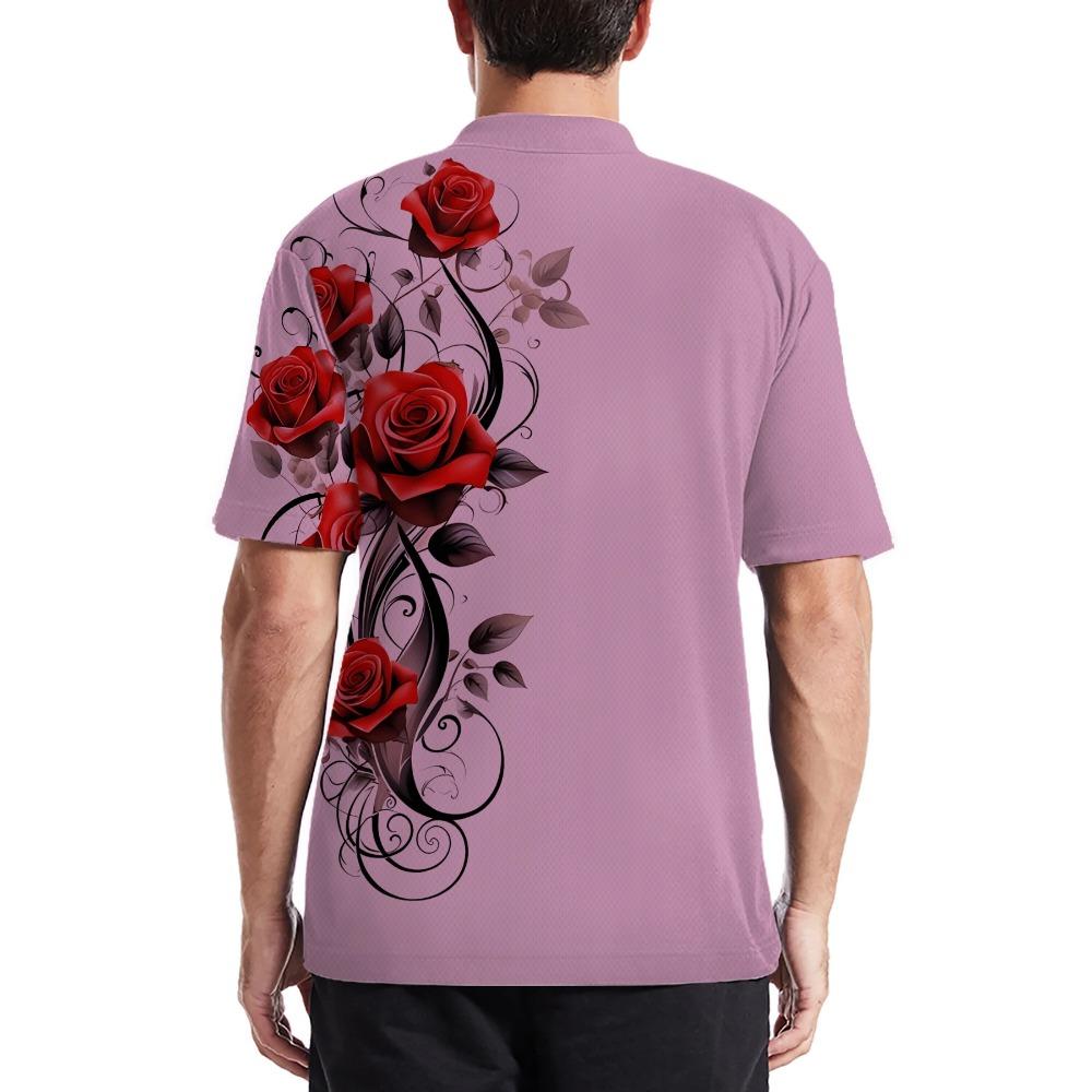 Flower 3D Printed Design Men's Short-sleeved Polo Shirt Cross-border Best-selling Comfortable Polyester Fiber Suitable for Summer Wear