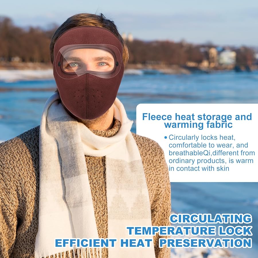 Winter Warm Fleece Full Face Helmet Windproof Breathable Thick Riding Mask for Men and Women Motorcycle Outdoor Christmas Gifts