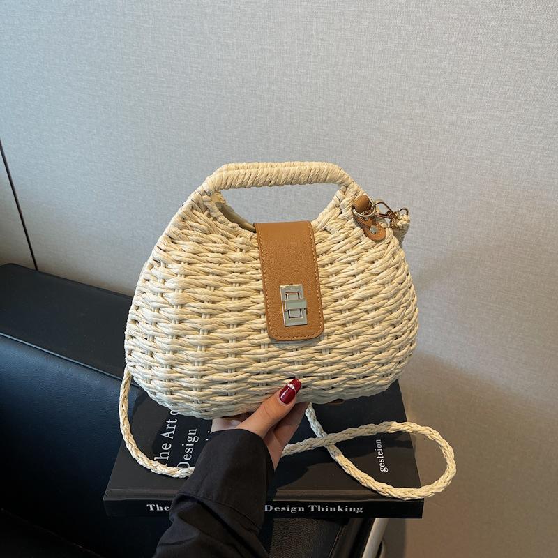 Нишевые сумки женские весна-лето 2025 новая мода плетеные соломенные сумки сумки-мессенджеры пляжные сумки для морского отдыха покинуть белый